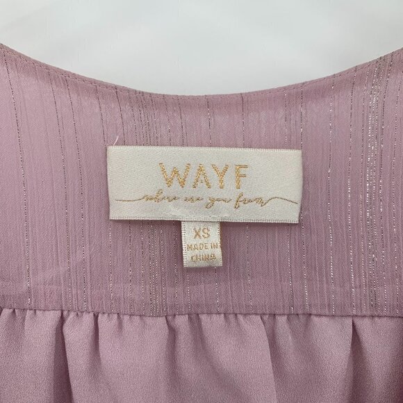 WAYF Meryl wrap dress maxi pink chiffon silver metallic ruffle long X-small XS - Picture 6 of 6